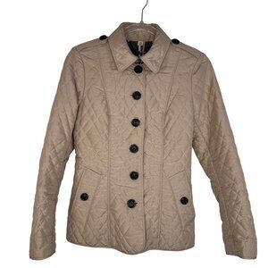 Burberry Quilted Jacket in Tan Size 4